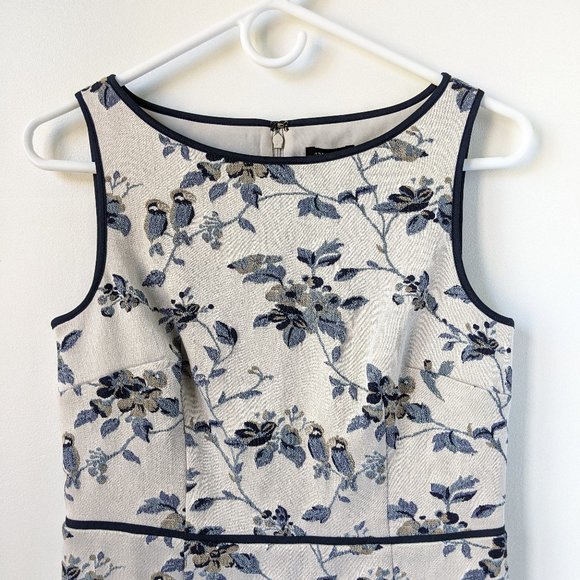 Ann Taylor Silver and Blue Embroidered Sheath - Picture 3 of 11